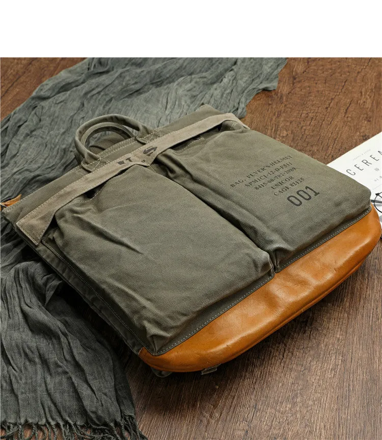 Canvas Army Backpack for Men Army Green Canvas Mens Backpacks Canvas Satchel Backpack Bag