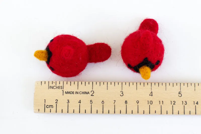 Cardinal Felt Birds- SET OF 3 or 5