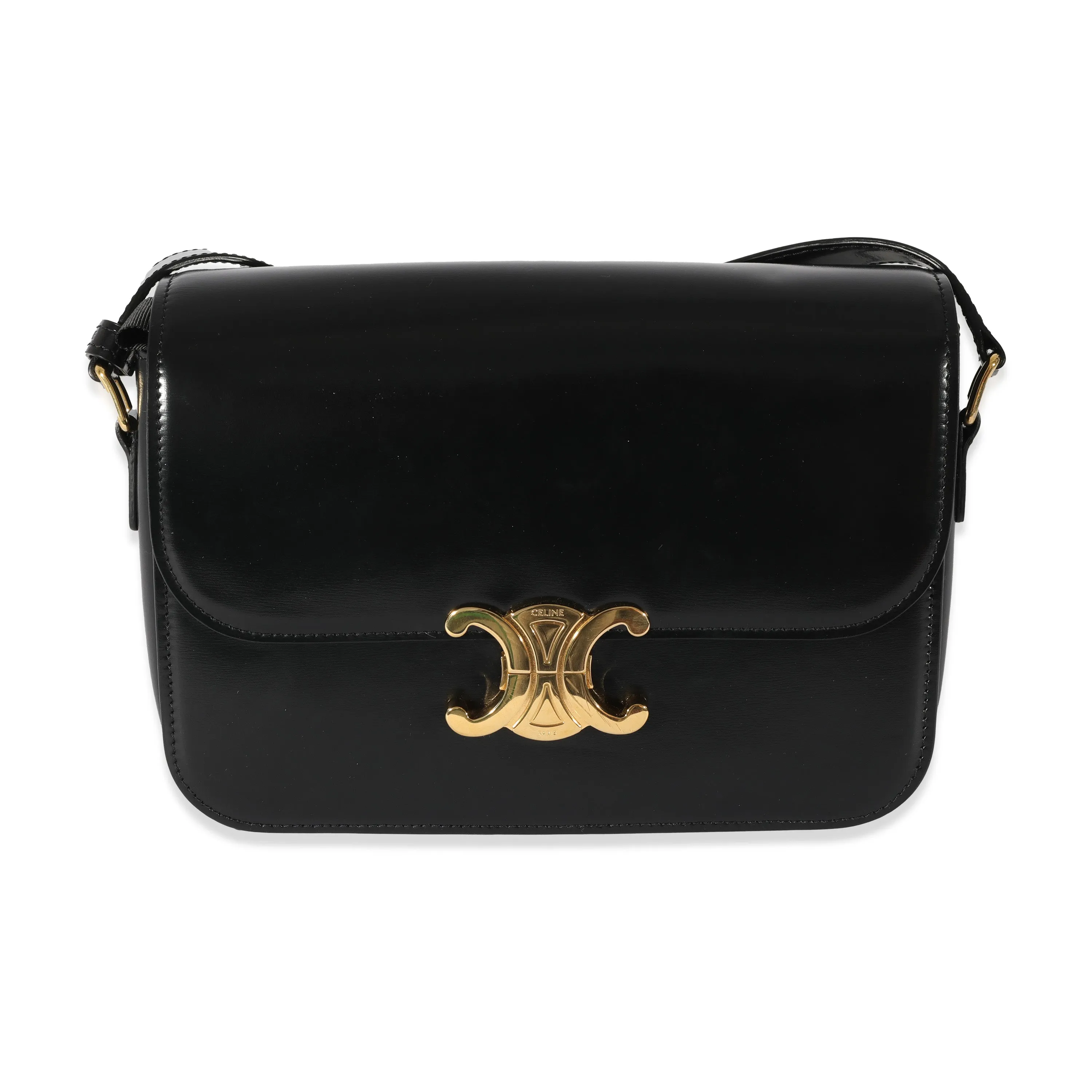 Celine Black Shiny Calfskin Classique Triomphe