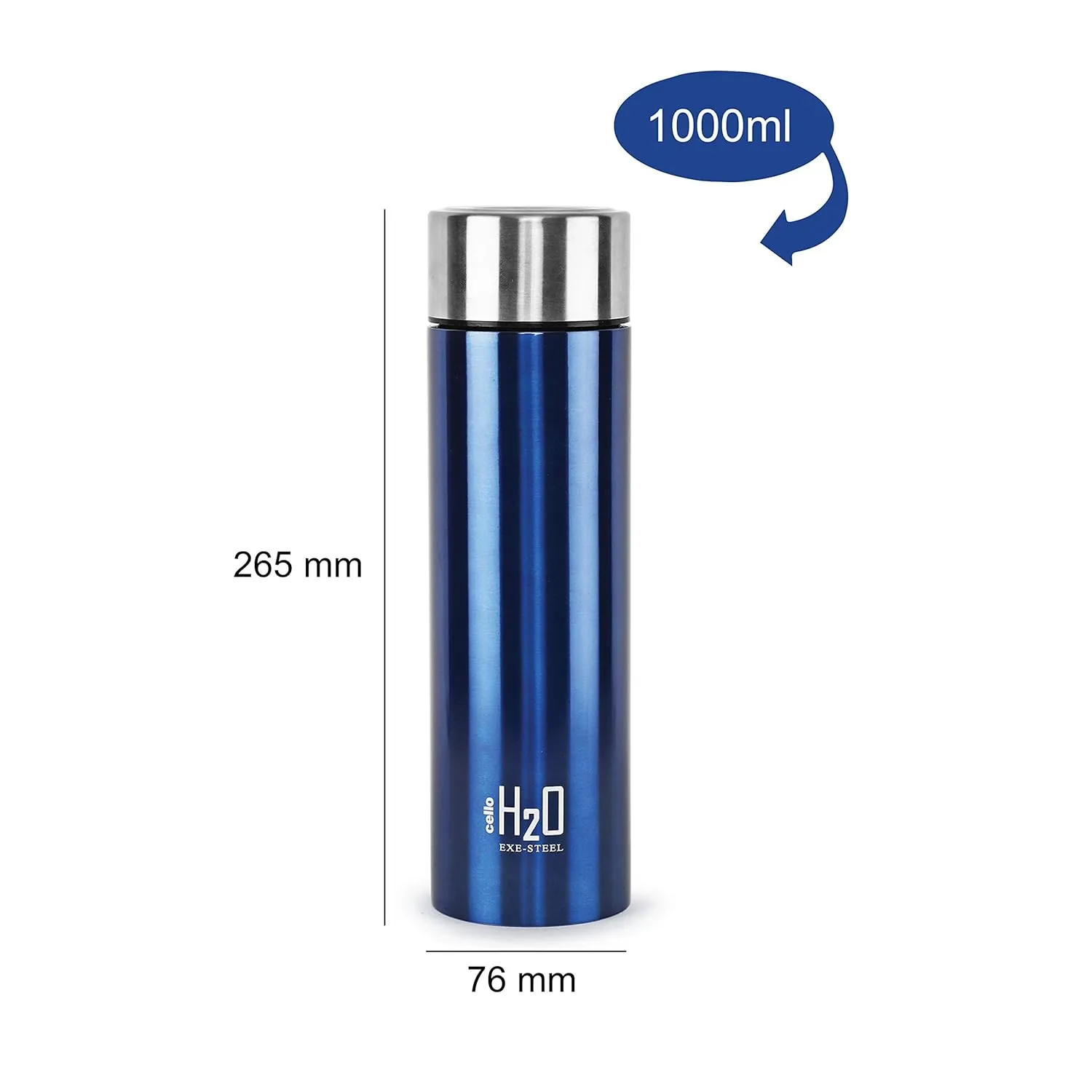 CELLO H2O Stainless Steel Water Bottle | Leak proof & break-proof | Lid is sealed by a silicone rin