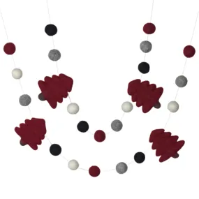 Christmas Tree Garland- Buffalo Plaid- Burgundy Red, Black, Gray, White