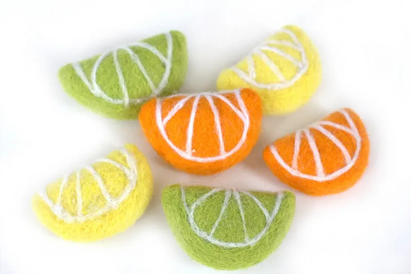 Citrus Fruit Felt Shapes- Lemon, Lime, Orange