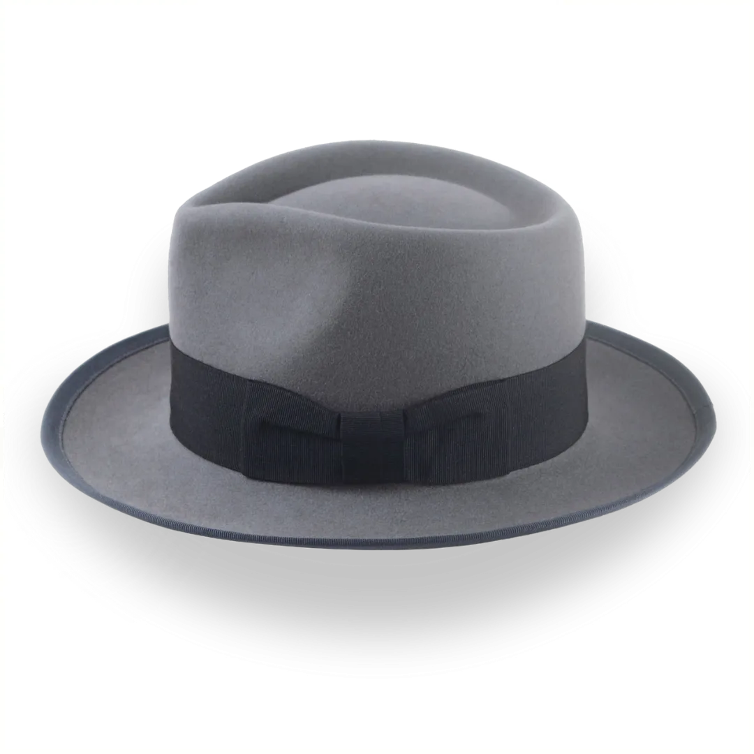 Classic Men's Fedora Hat In Grey Beaver Fur Felt | The Patron