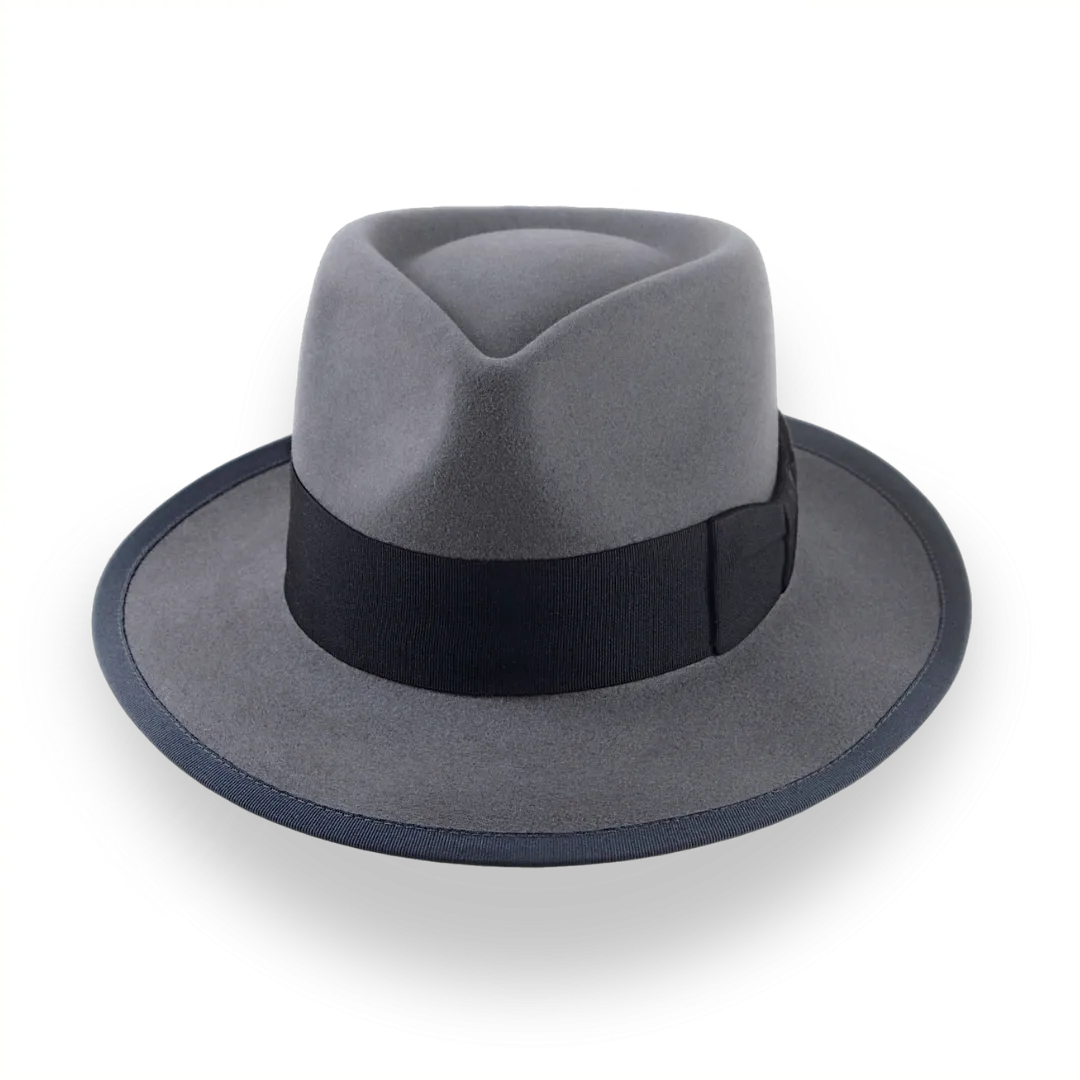 Classic Men's Fedora Hat In Grey Beaver Fur Felt | The Patron