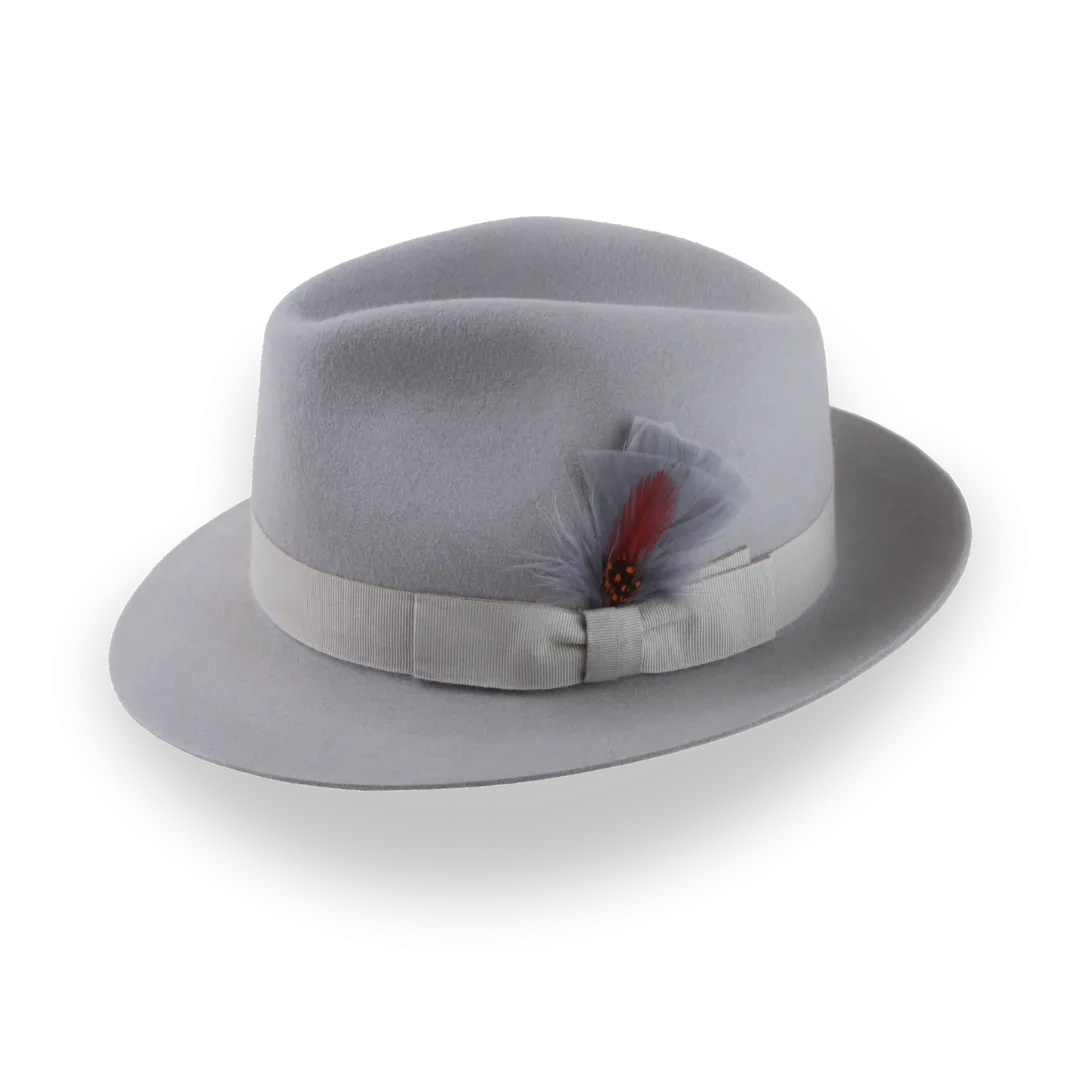 Classic Short Brim Fedora in Light Grey Fur Felt | The Phoenix