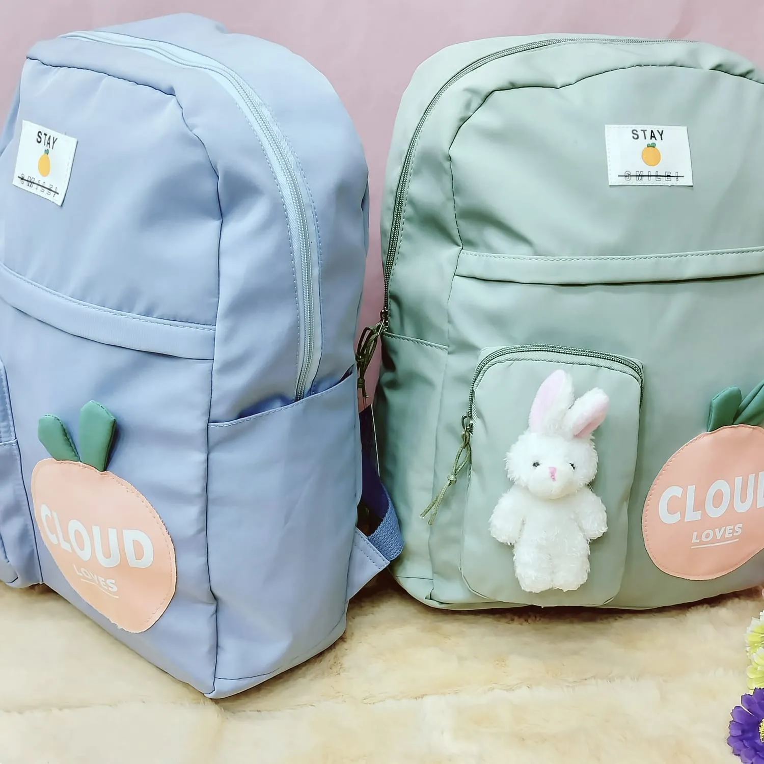 Cloud Love Printed With Mini  Bunny Fancy Backpack