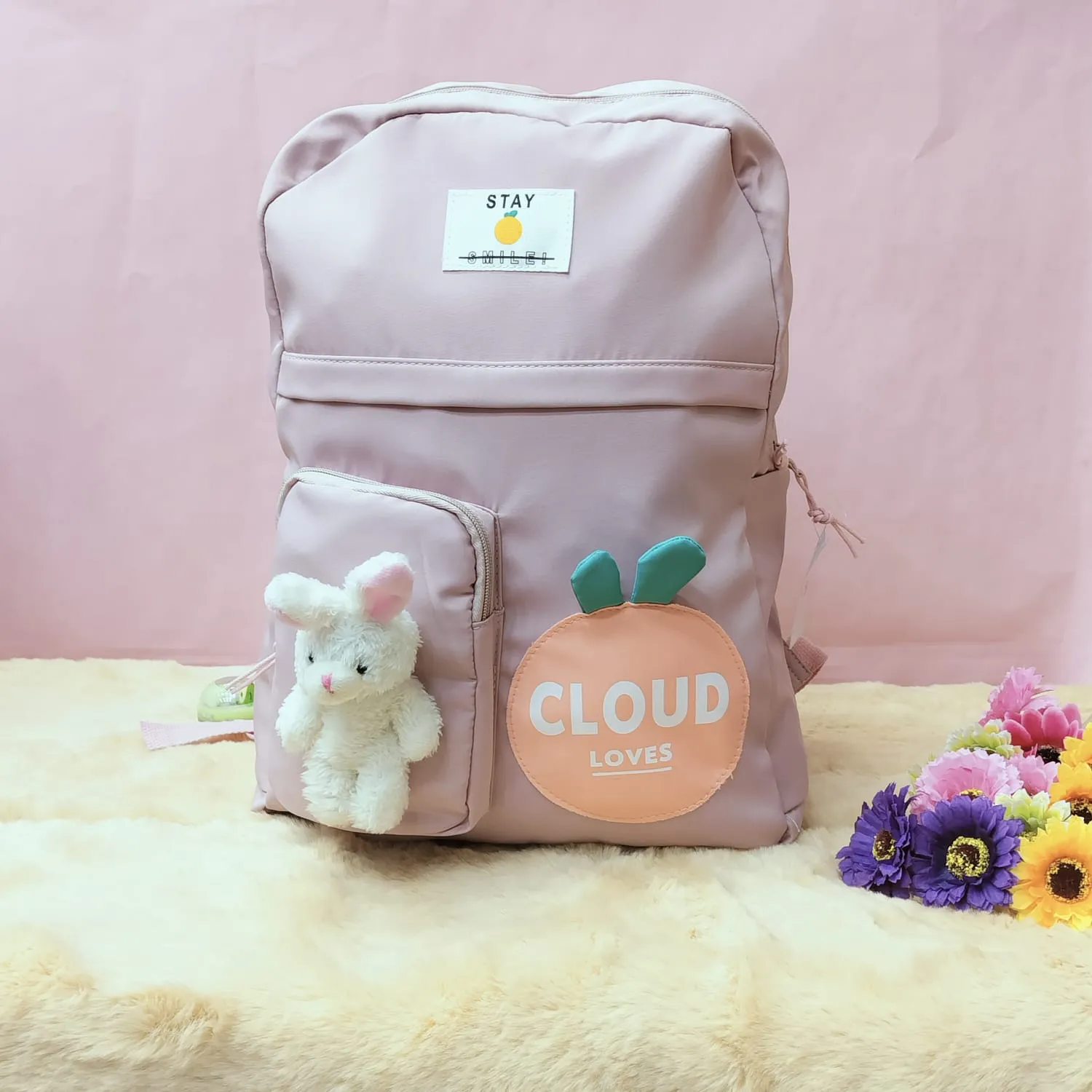 Cloud Love Printed With Mini  Bunny Fancy Backpack