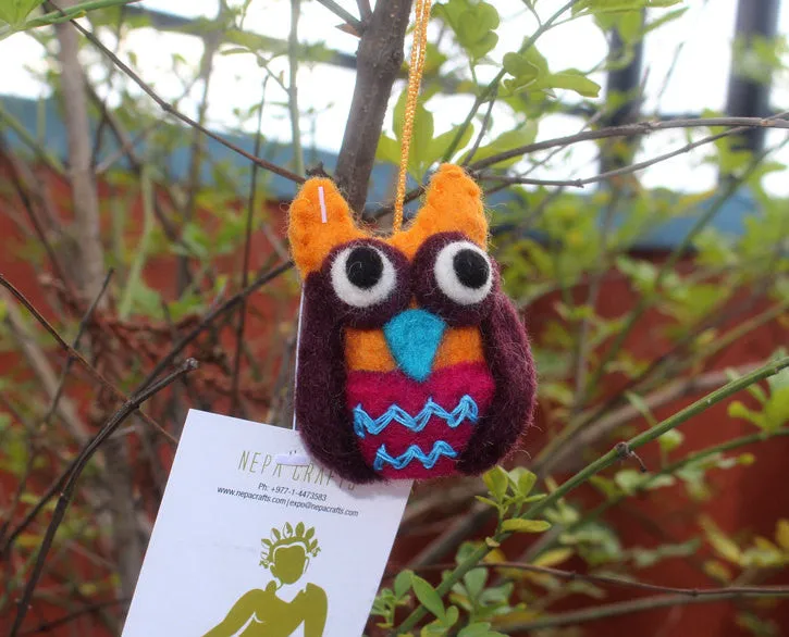 Colorful Felt Owl Ornaments