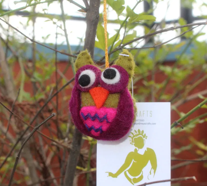 Colorful Felt Owl Ornaments