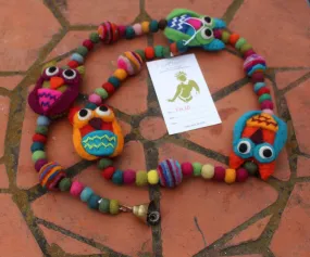 Colorful Owl Bell Felt Hanging