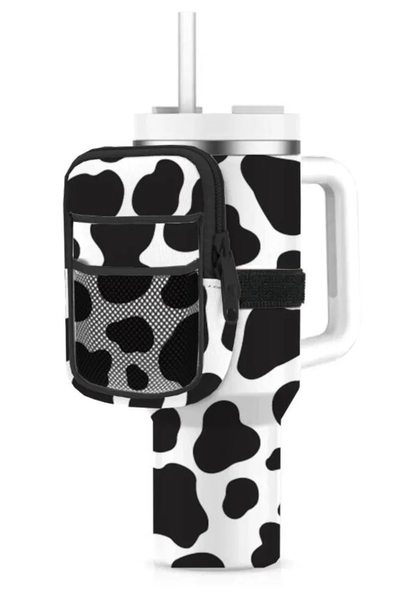 Cow Print Tumbler Water Bottle Zipper Pouch