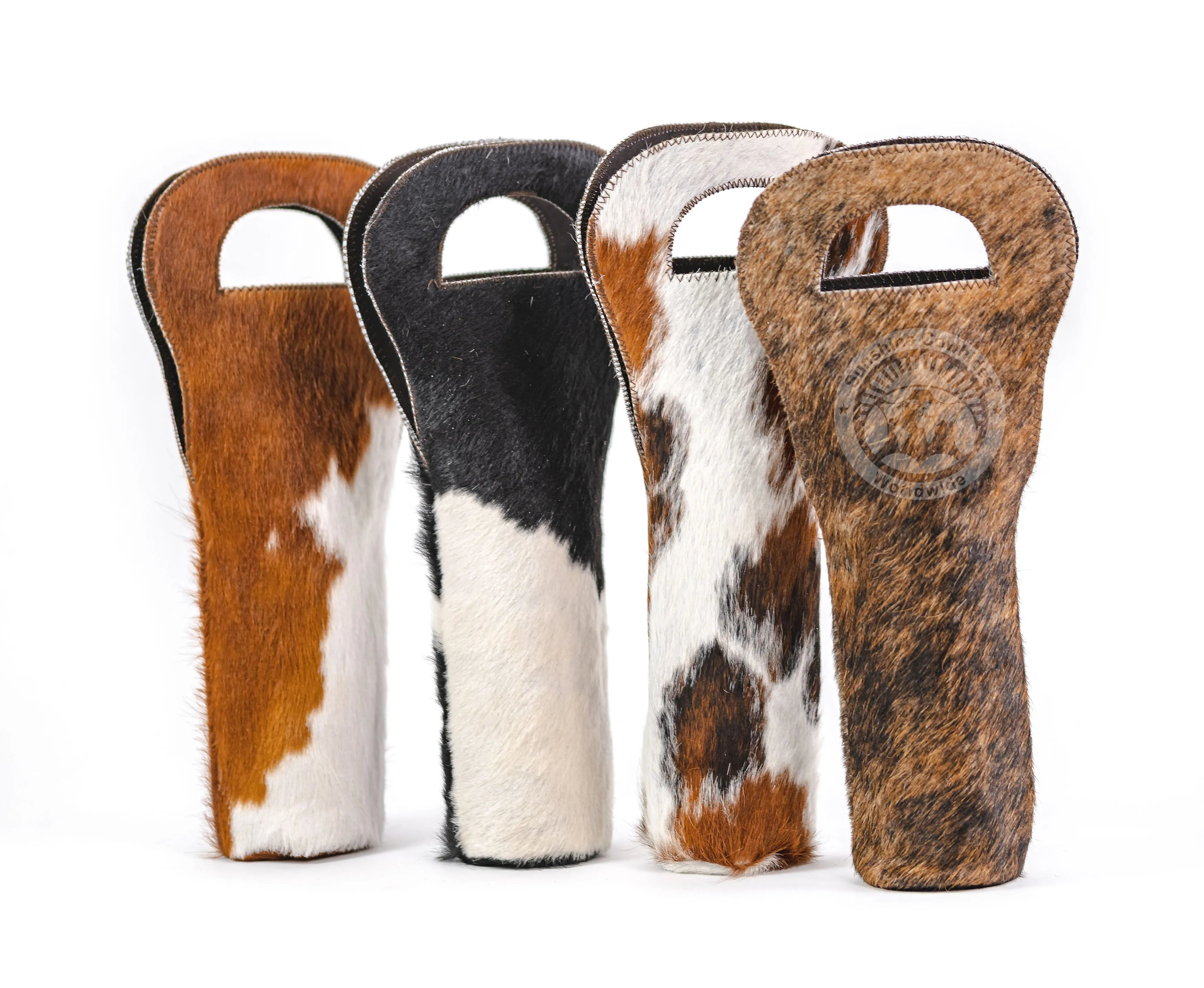 Cowhide Wine Bottle Holder - Tricolor