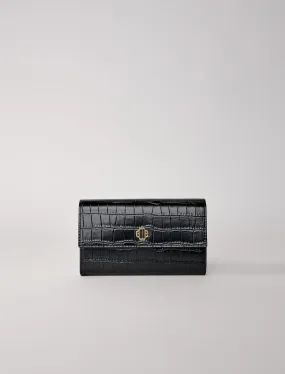 Croc-effect embossed leather bag