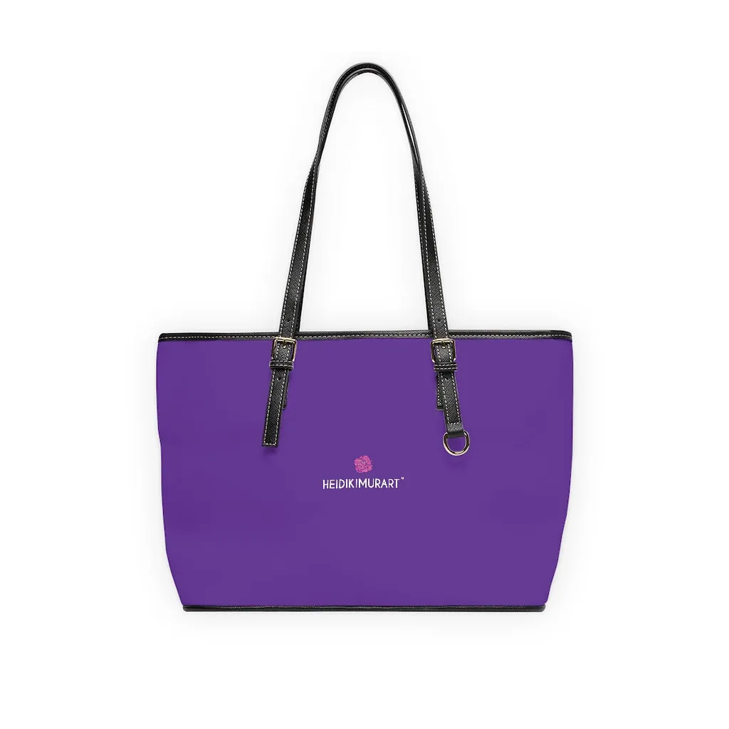 Dark Purple Zipped Tote Bag, Solid Color Modern Essential Designer PU Leather Shoulder Bag For Ladies