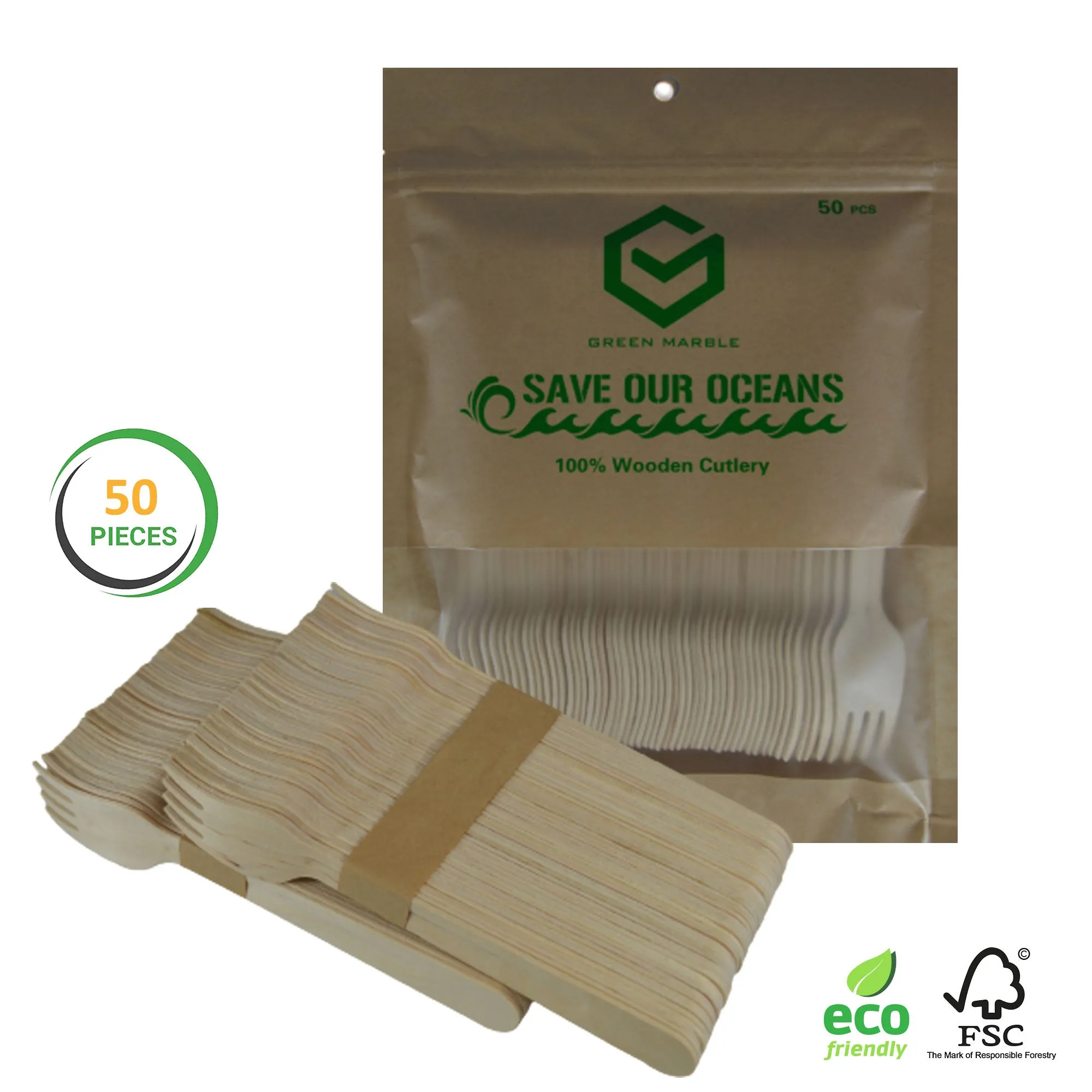 Disposable Wooden Fork - 50pc