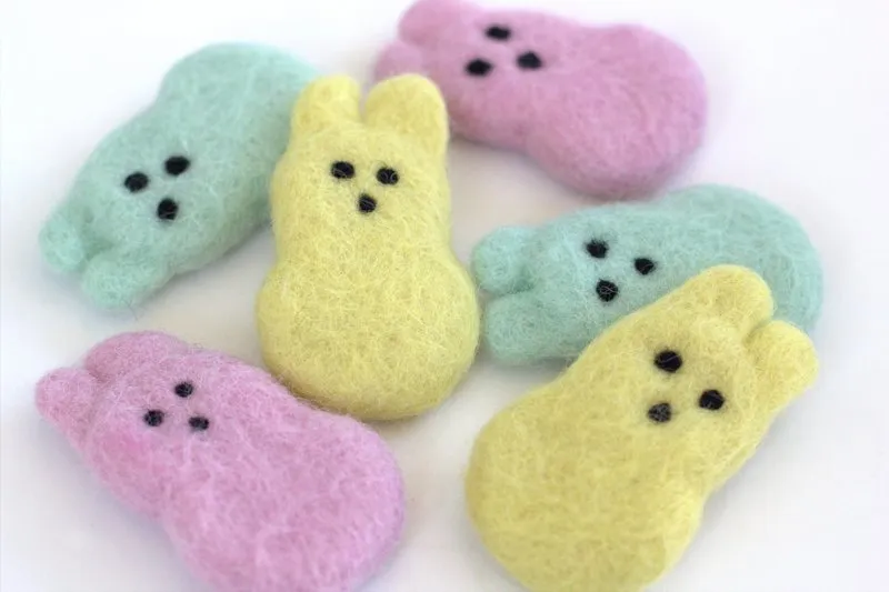 Easter Marshmallow Bunnies- Set of 3- Pastel Pink, Yellow, Seafoam