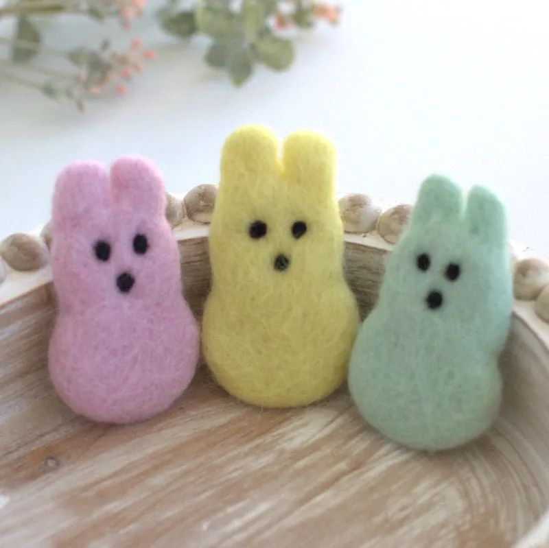 Easter Marshmallow Bunnies- Set of 3- Pastel Pink, Yellow, Seafoam