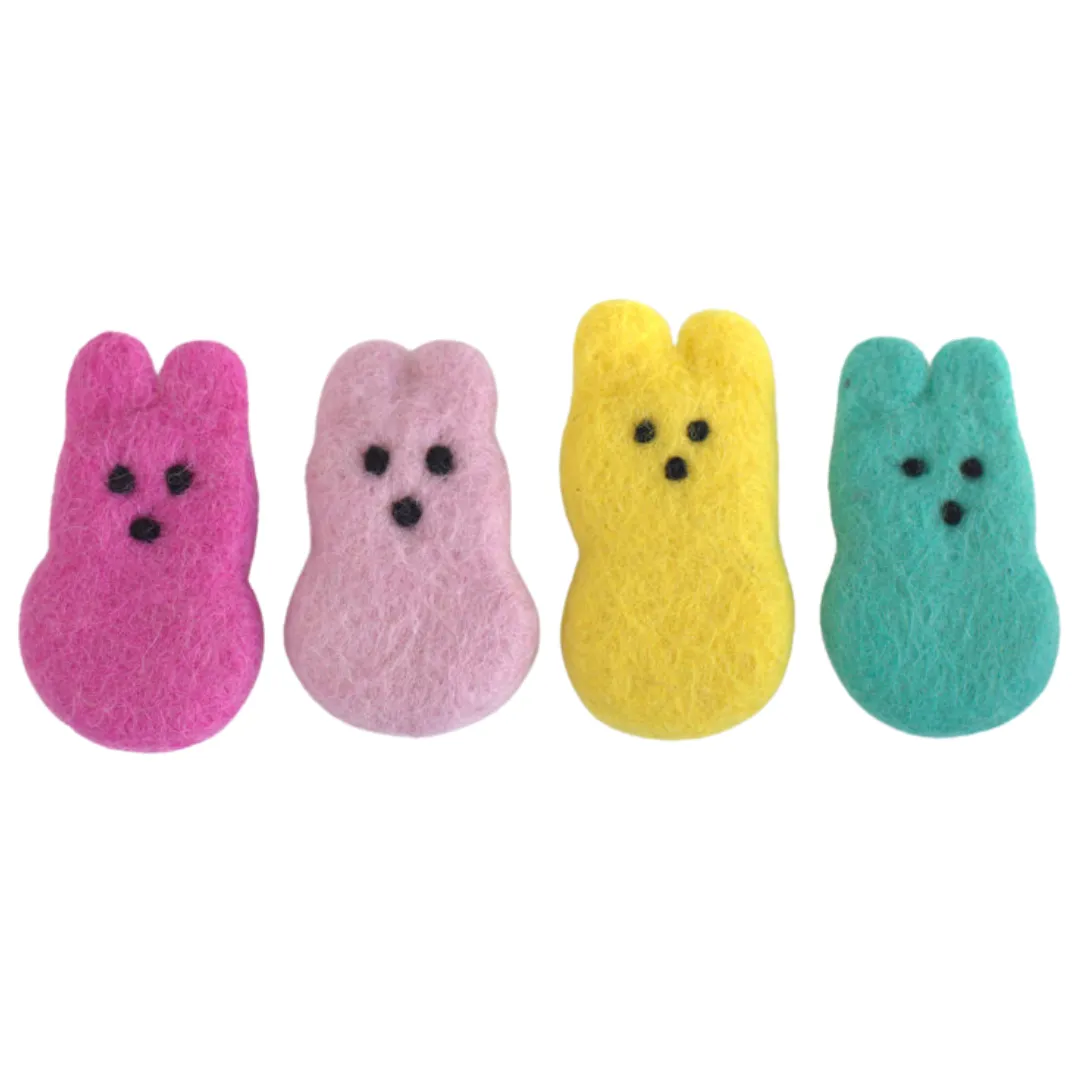 Easter Marshmallow Bunnies- Set of 4- Bright Pink, Light Pink, Yellow, Turquoise