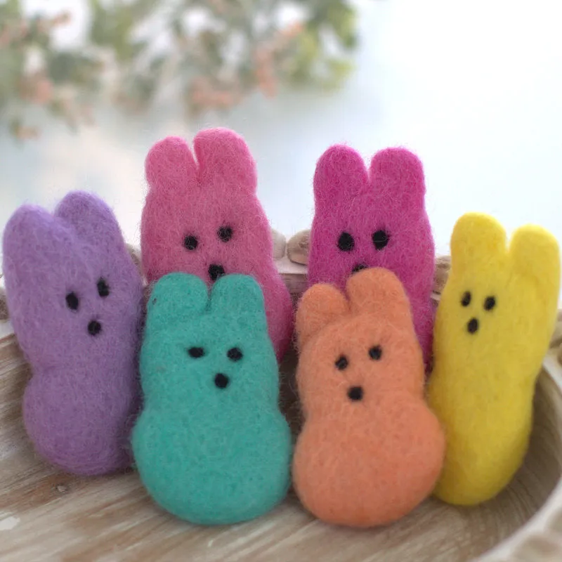 Easter Marshmallow Bunnies- Set of 6- Bright Rainbow Colors