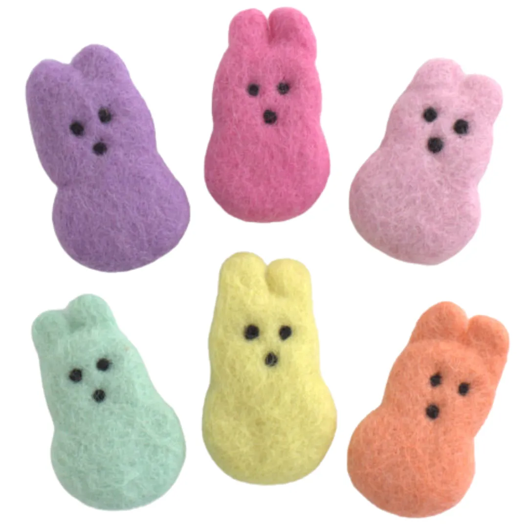 Easter Marshmallow Bunnies- Set of 6- Pastel Rainbow Colors