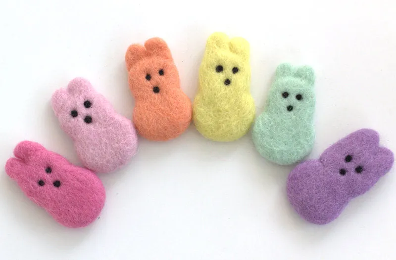 Easter Marshmallow Bunnies- Set of 6- Pastel Rainbow Colors