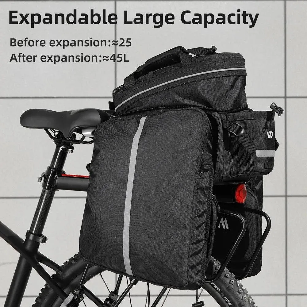 Expandable Large Capacity Bicycle Rear Rack Bag Outdoor TravelPack Portable Handbag Cycling Bike Rearseat Storage Bag