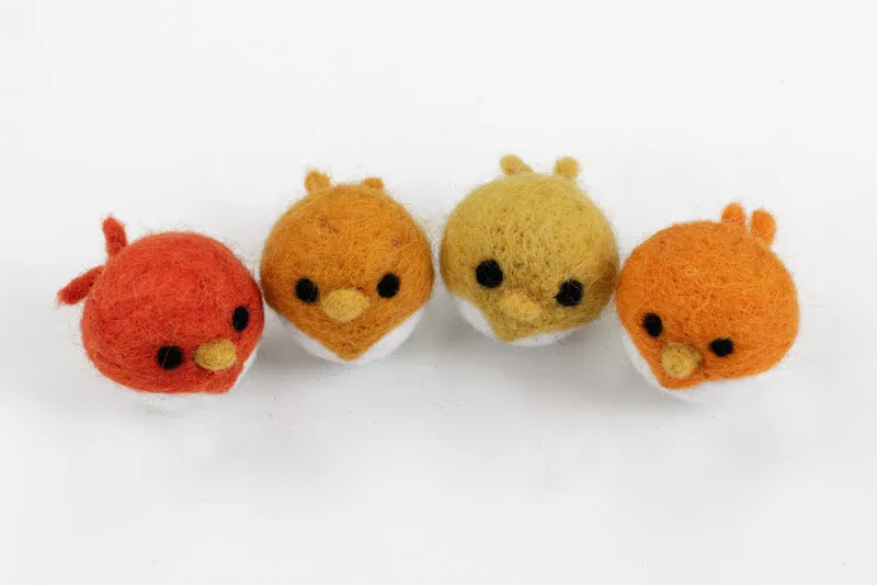 Fall Bird Chick Felt Shapes- SET OF 4- Oranges & Gold