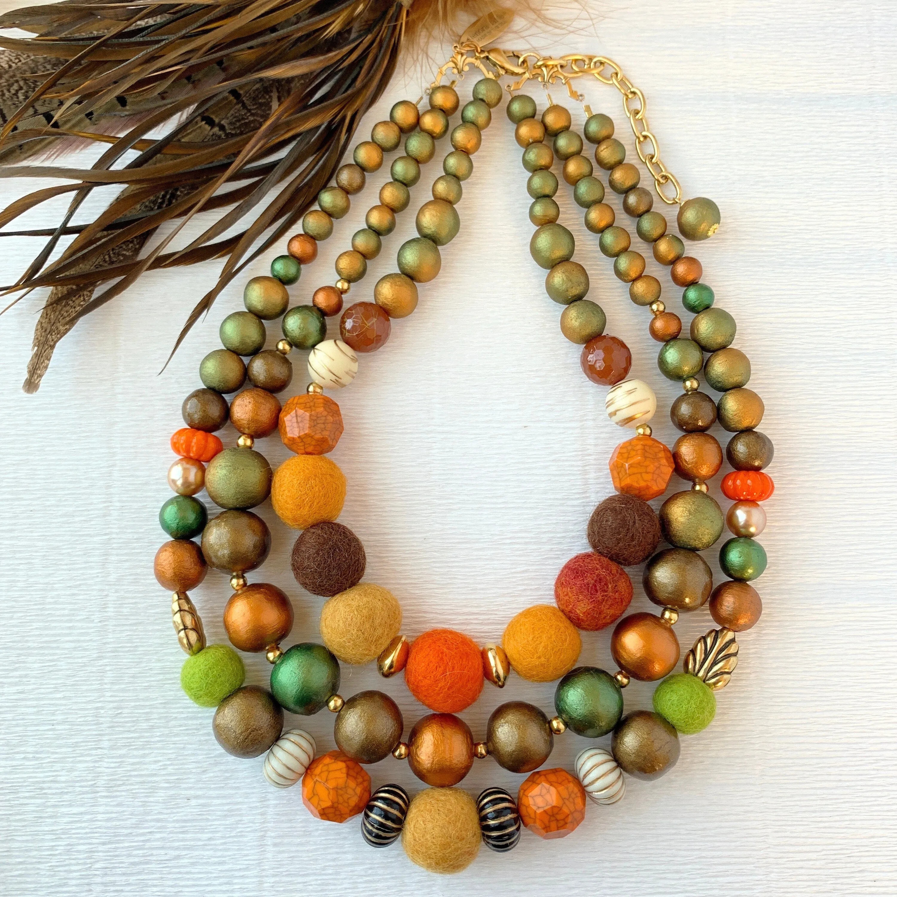 Fall Vibes 3-Strand Fall Statement Necklace