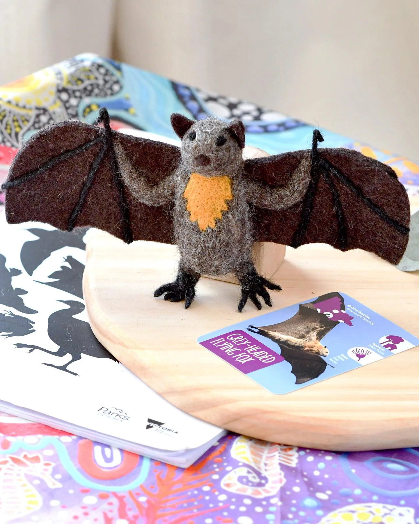 Felt Australian Toy - Grey-Headed Flying Fox - Parks Victoria Nature Mascots