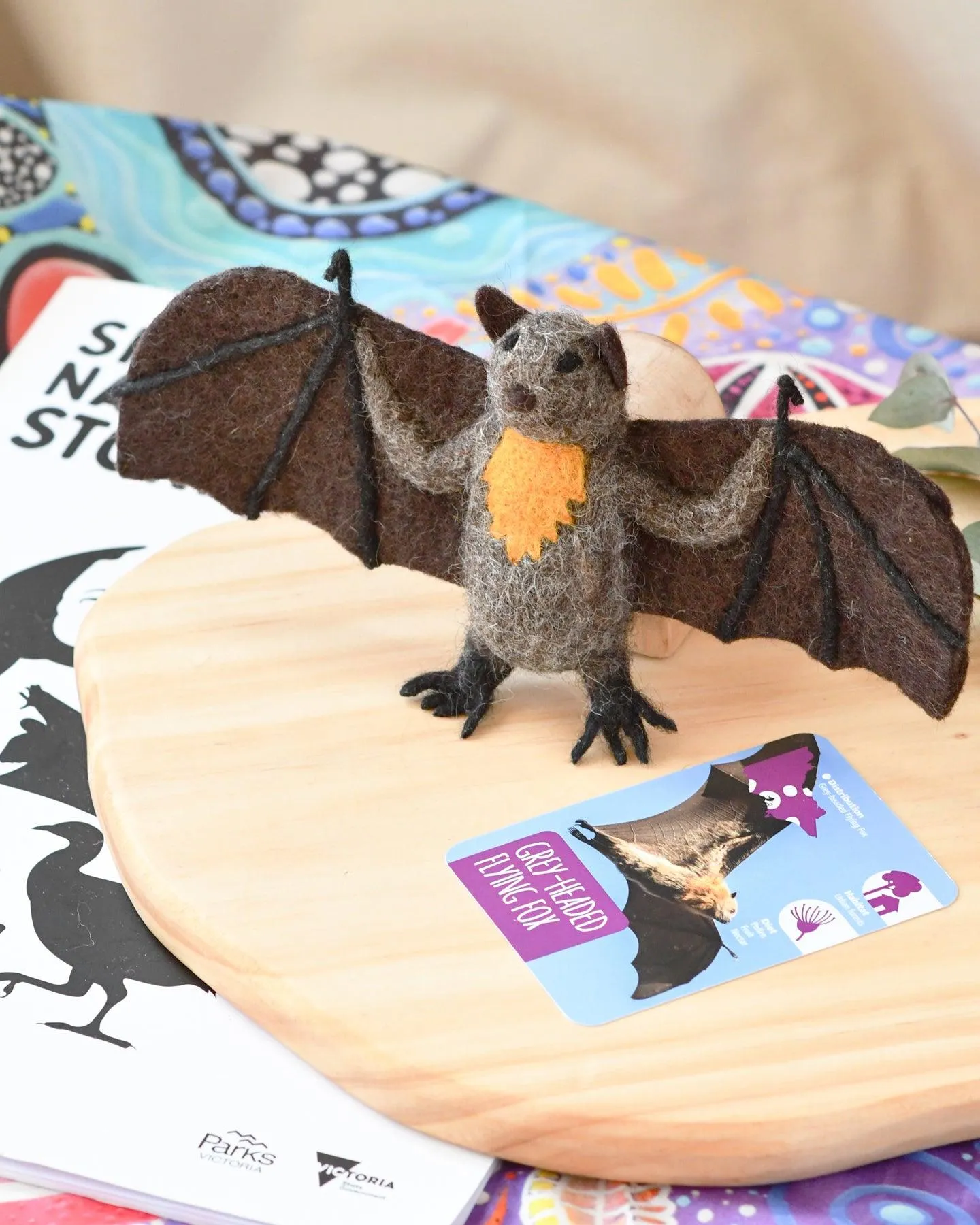 Felt Australian Toy - Grey-Headed Flying Fox - Parks Victoria Nature Mascots