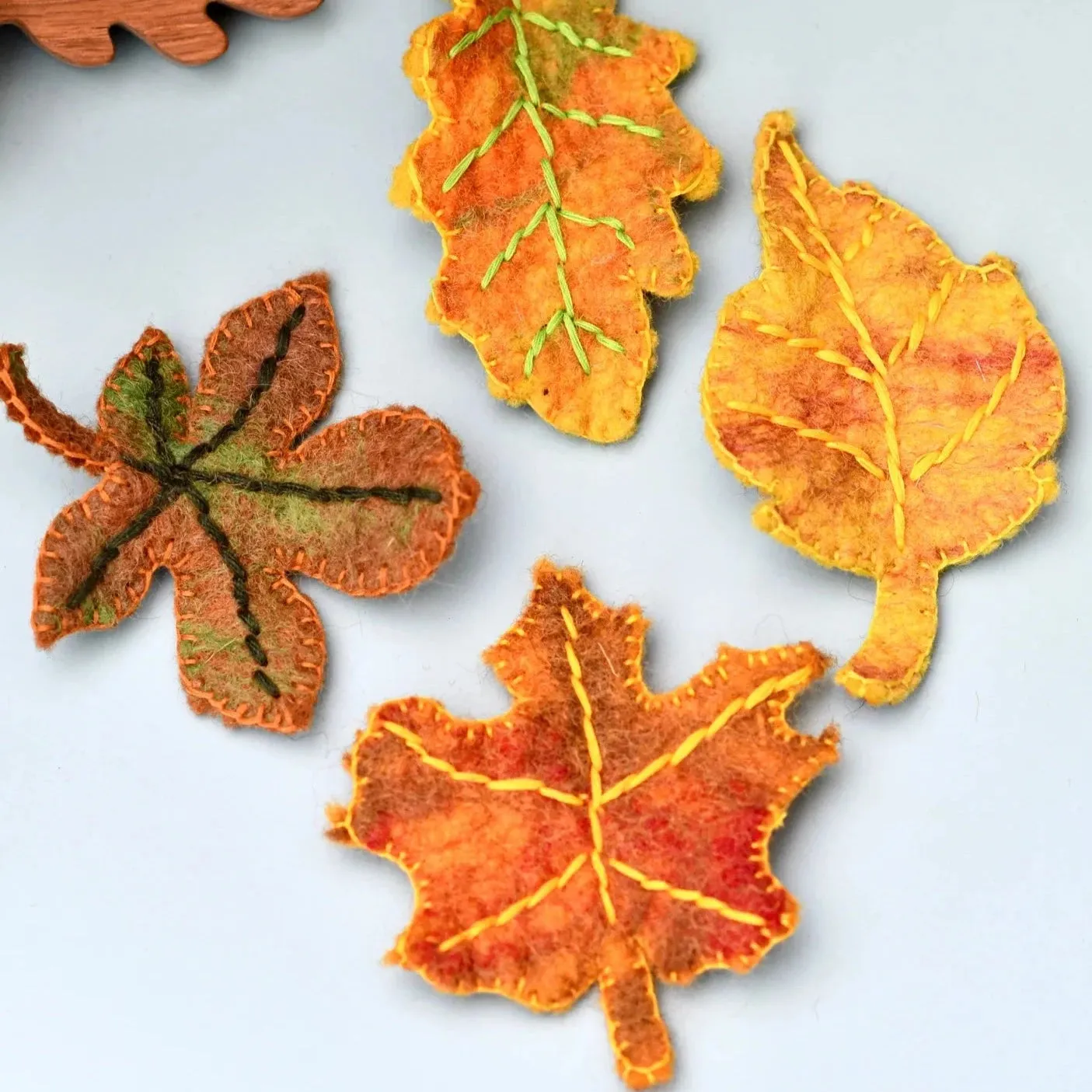 Felt Autumn Leaves - Set Of 4