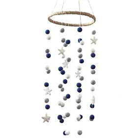 Felt Ball & Star Nursery Mobile- Navy, Gray, White- LARGE