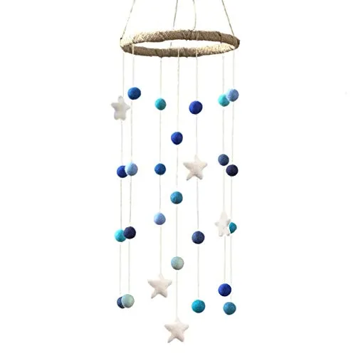 Felt Ball & Star Nursery Mobile- Shades of Blue- SMALL