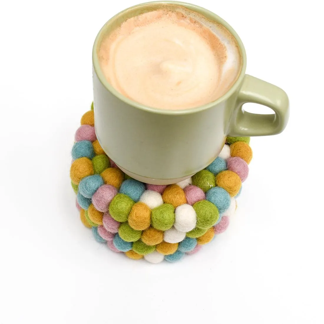 Felt Ball Cup Coasters - Jellybean Bundle of 4