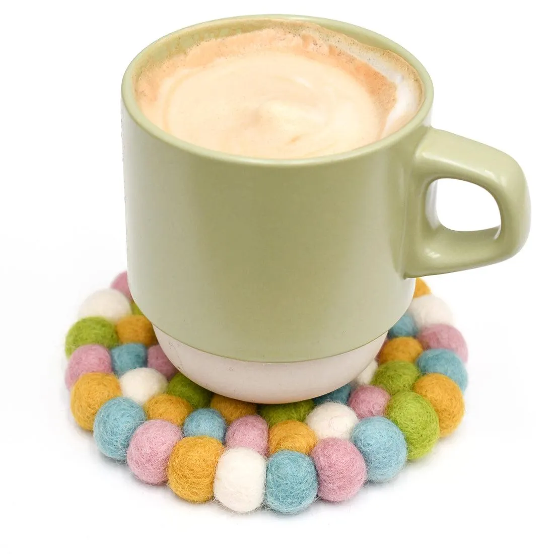 Felt Ball Cup Coasters - Jellybean Bundle of 4