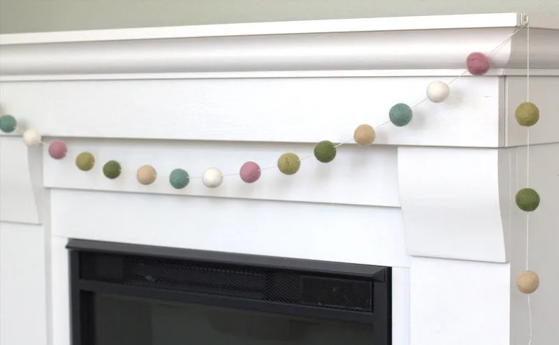 Felt Ball Garland- Pink, Green, Blue, Almond