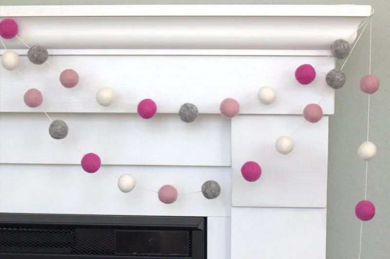 Felt Ball Garland- Pink, Rose, Gray