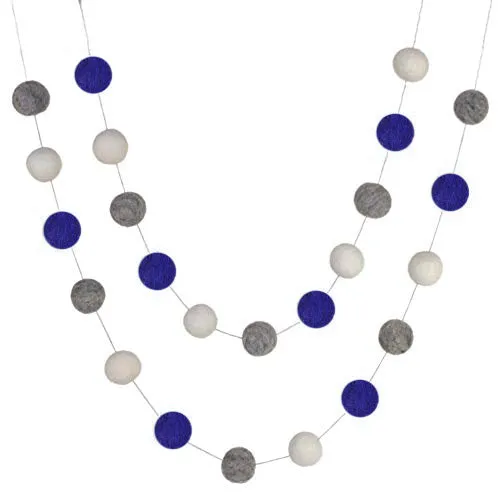 Felt Ball Garland- Royal Blue, Gray, White