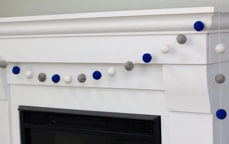 Felt Ball Garland- Royal Blue, Gray, White