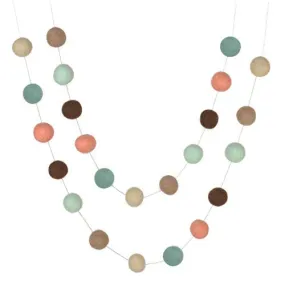 Felt Ball Garland- Teal, Peach, Seafoam, Brown