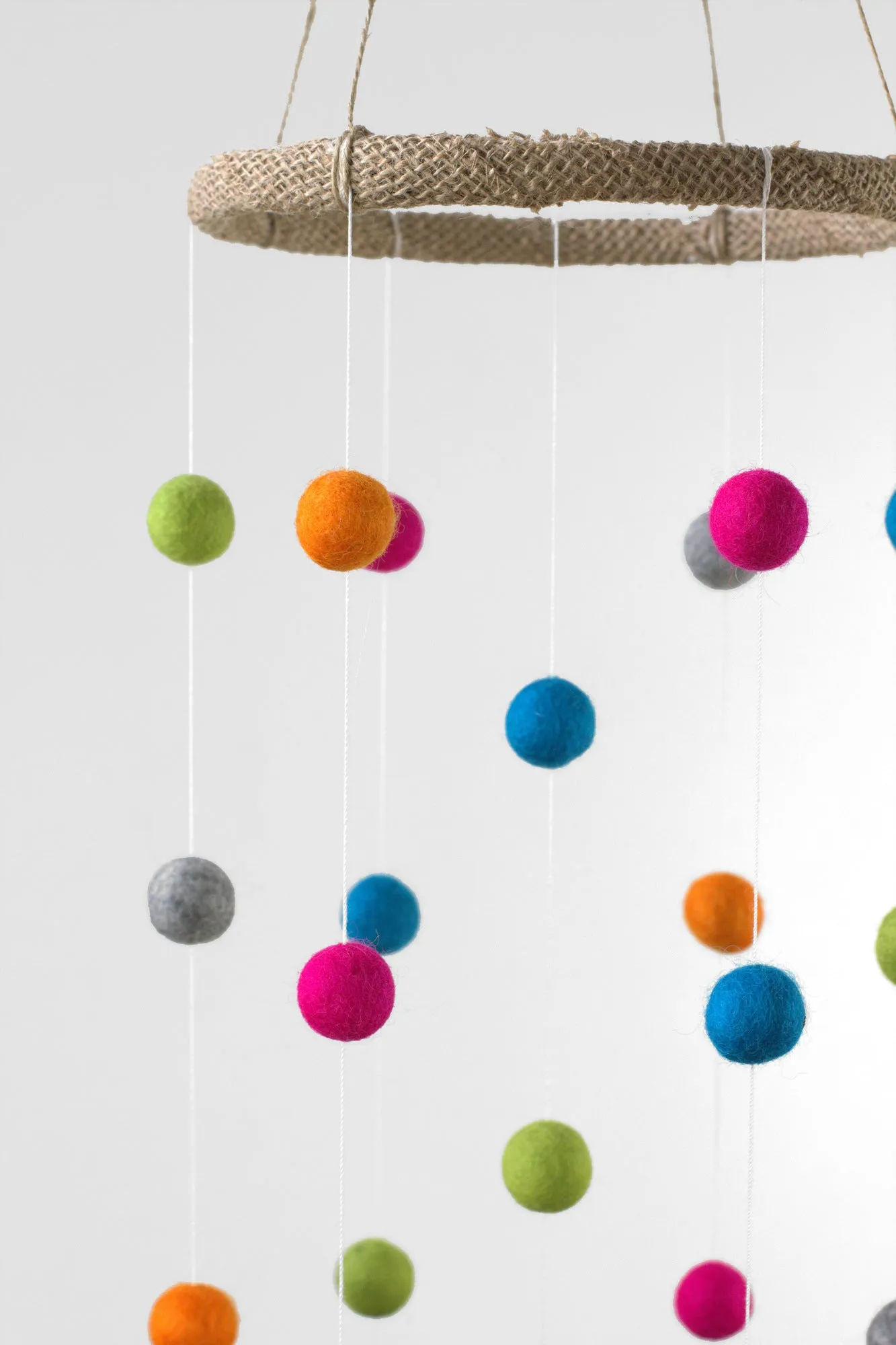 Felt Ball Nursery Mobile- Bright Colors- Small