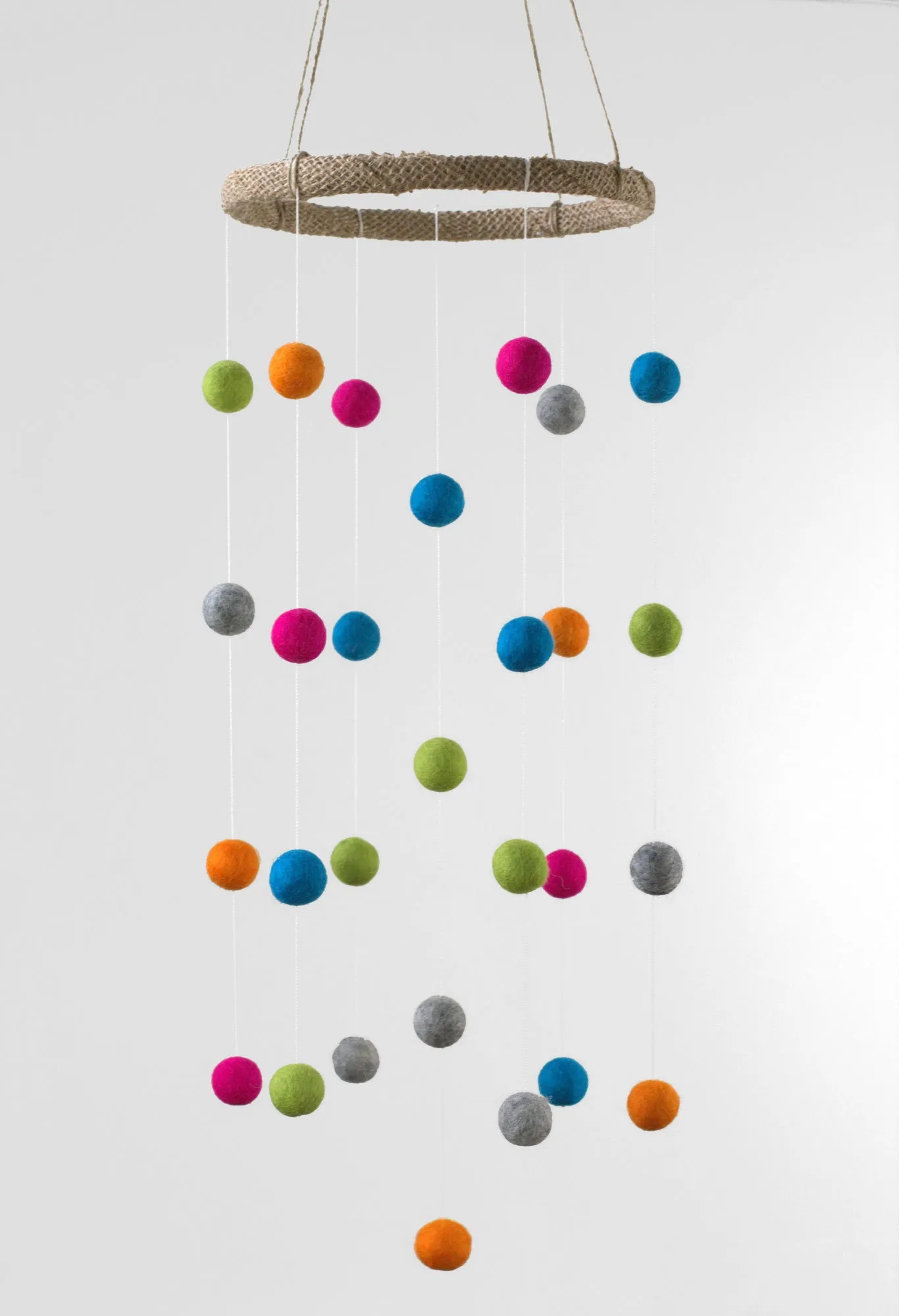 Felt Ball Nursery Mobile- Bright Colors- Small