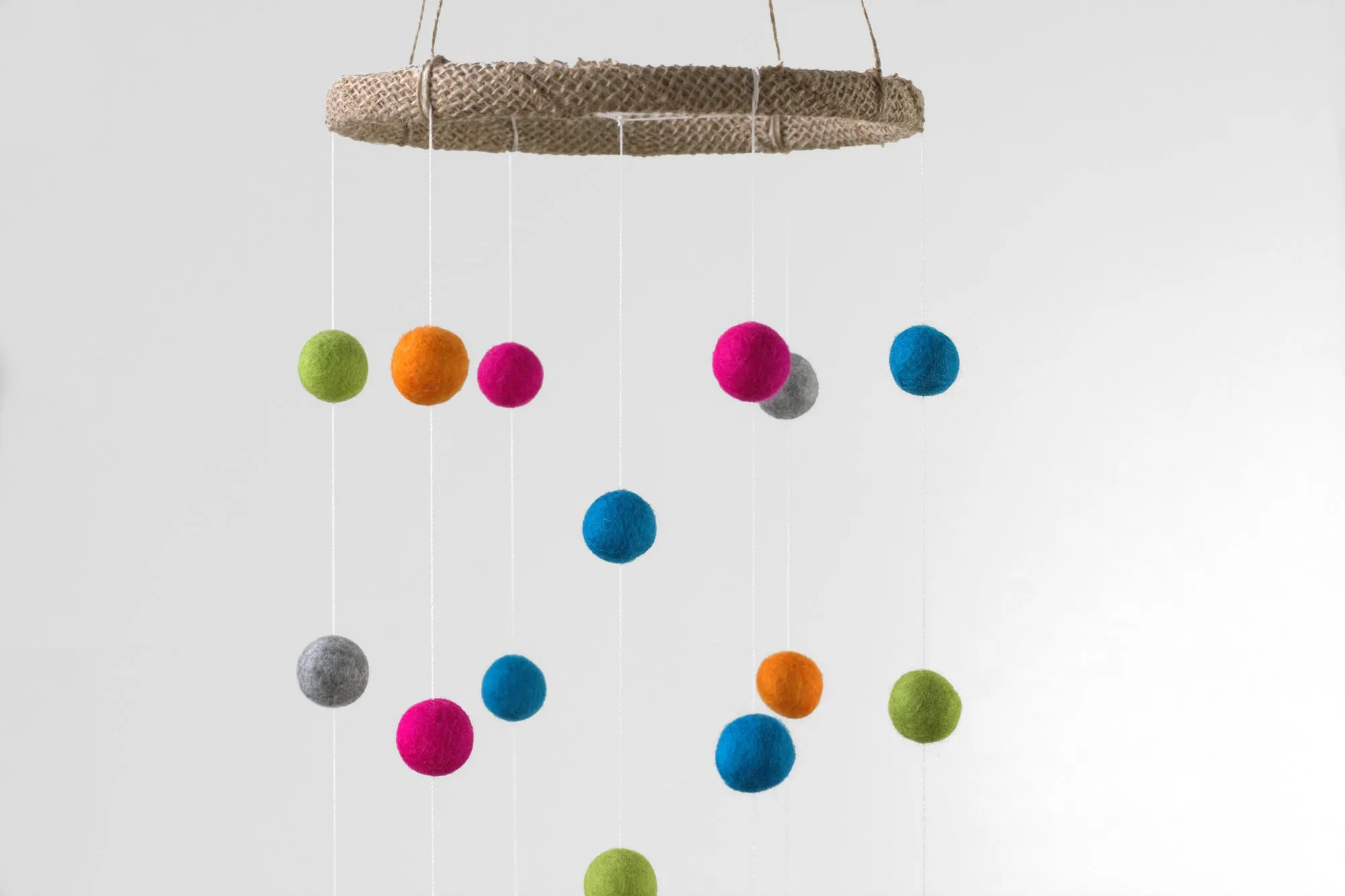 Felt Ball Nursery Mobile- Bright Colors- Small