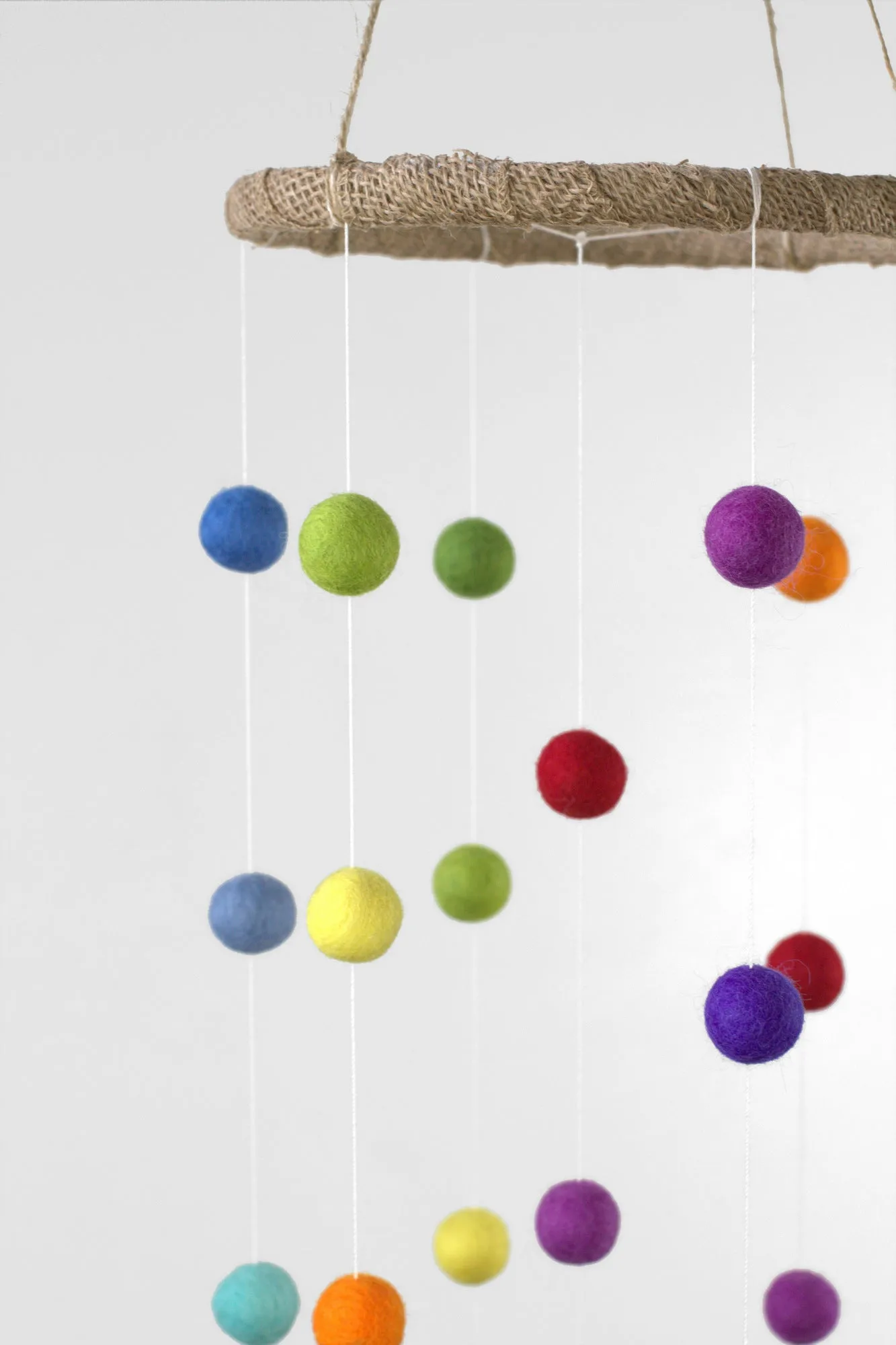 Felt Ball Nursery Mobile- Rainbow- Small