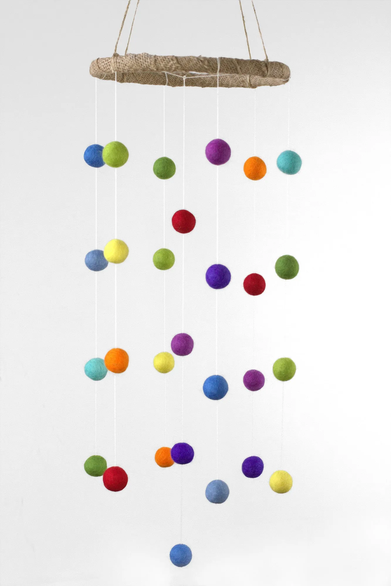 Felt Ball Nursery Mobile- Rainbow- Small