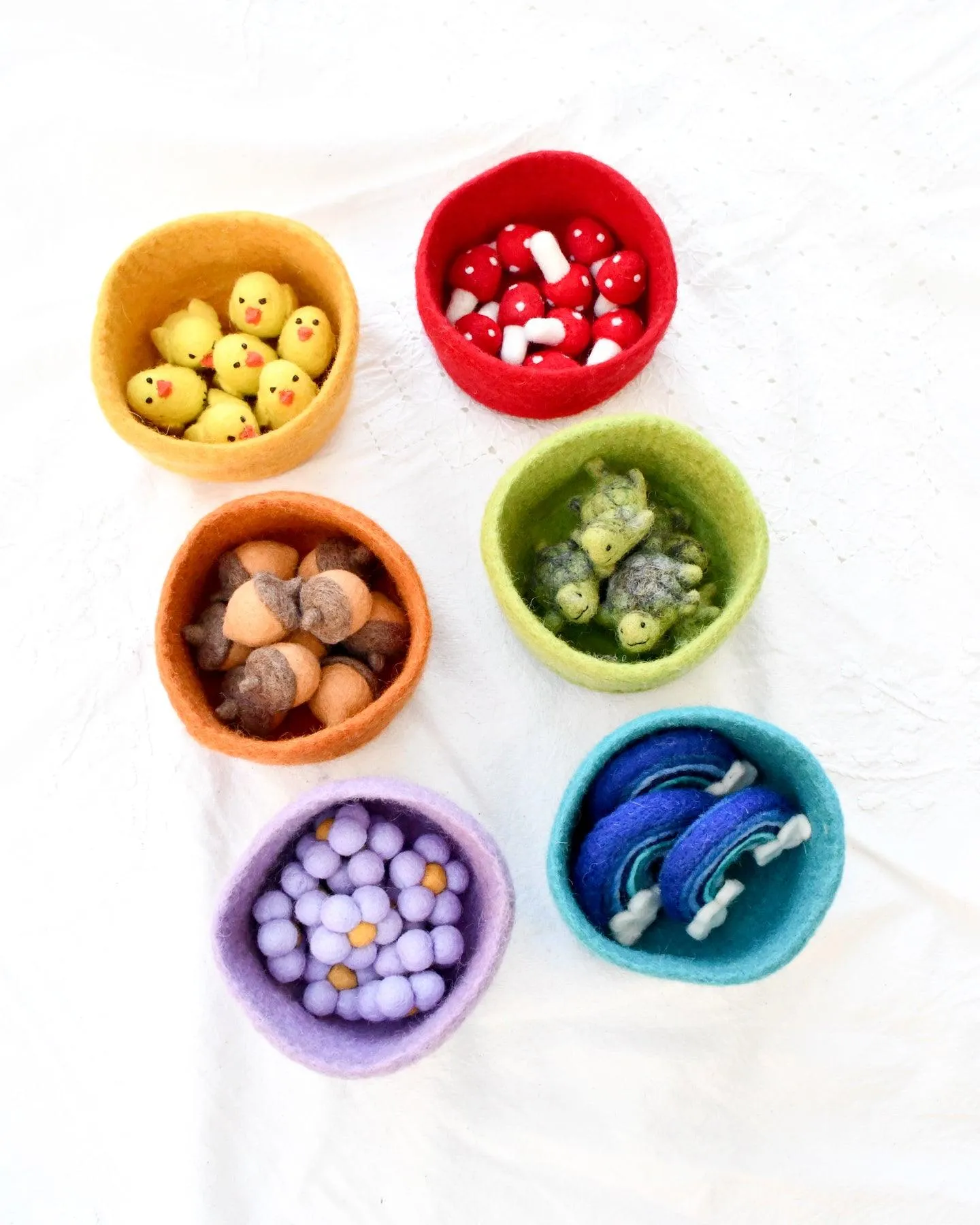 Felt Big Colourful Bowls - Set of 6