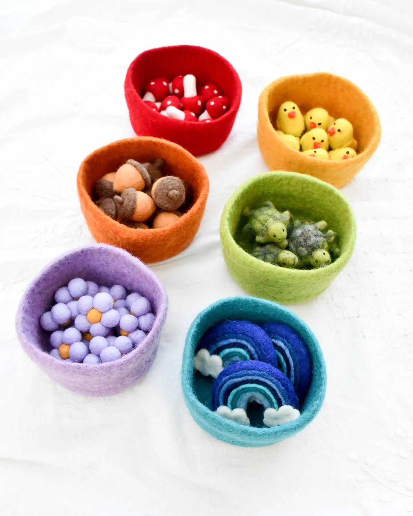 Felt Big Colourful Bowls - Set of 6