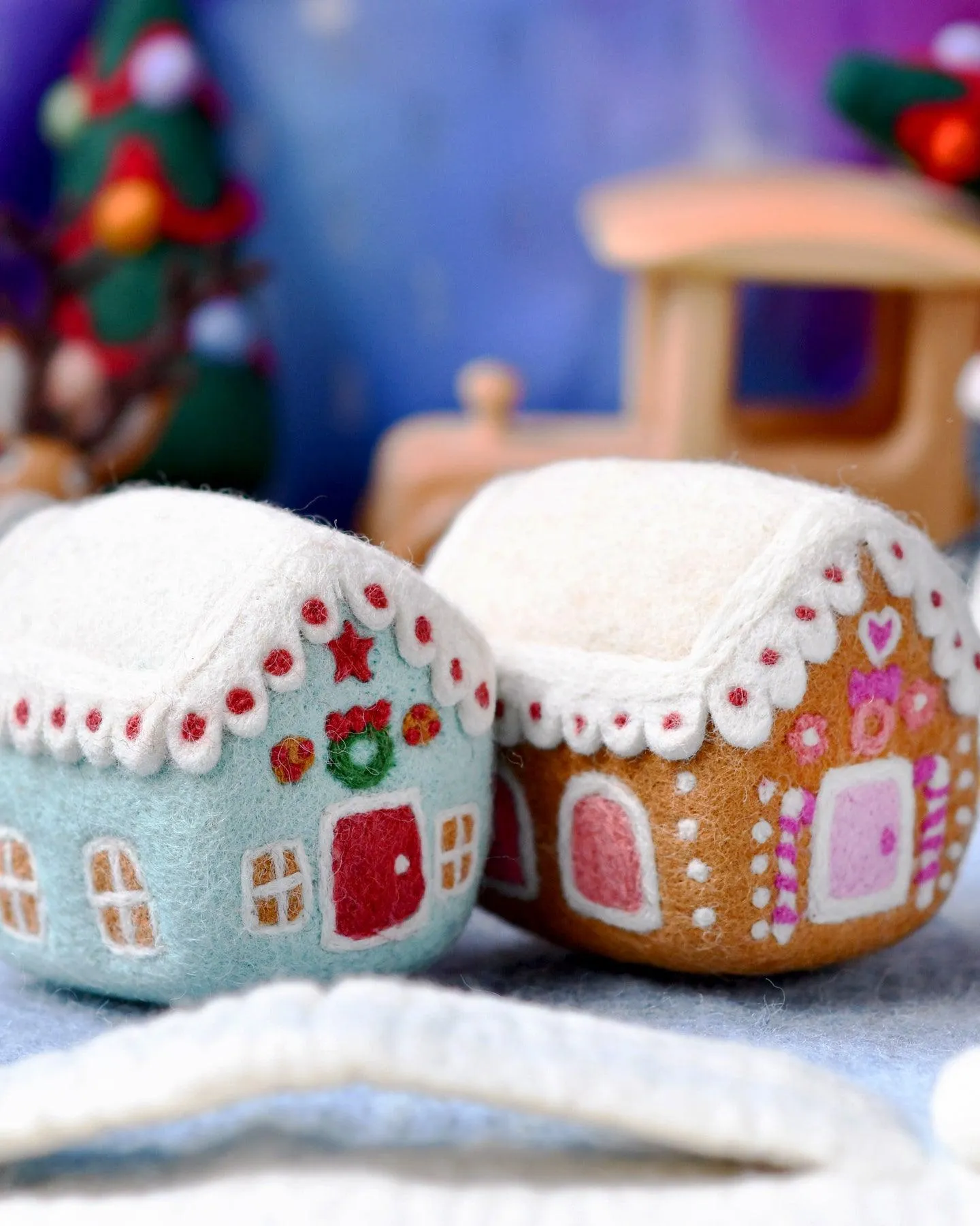 Felt Blue Gingerbread House