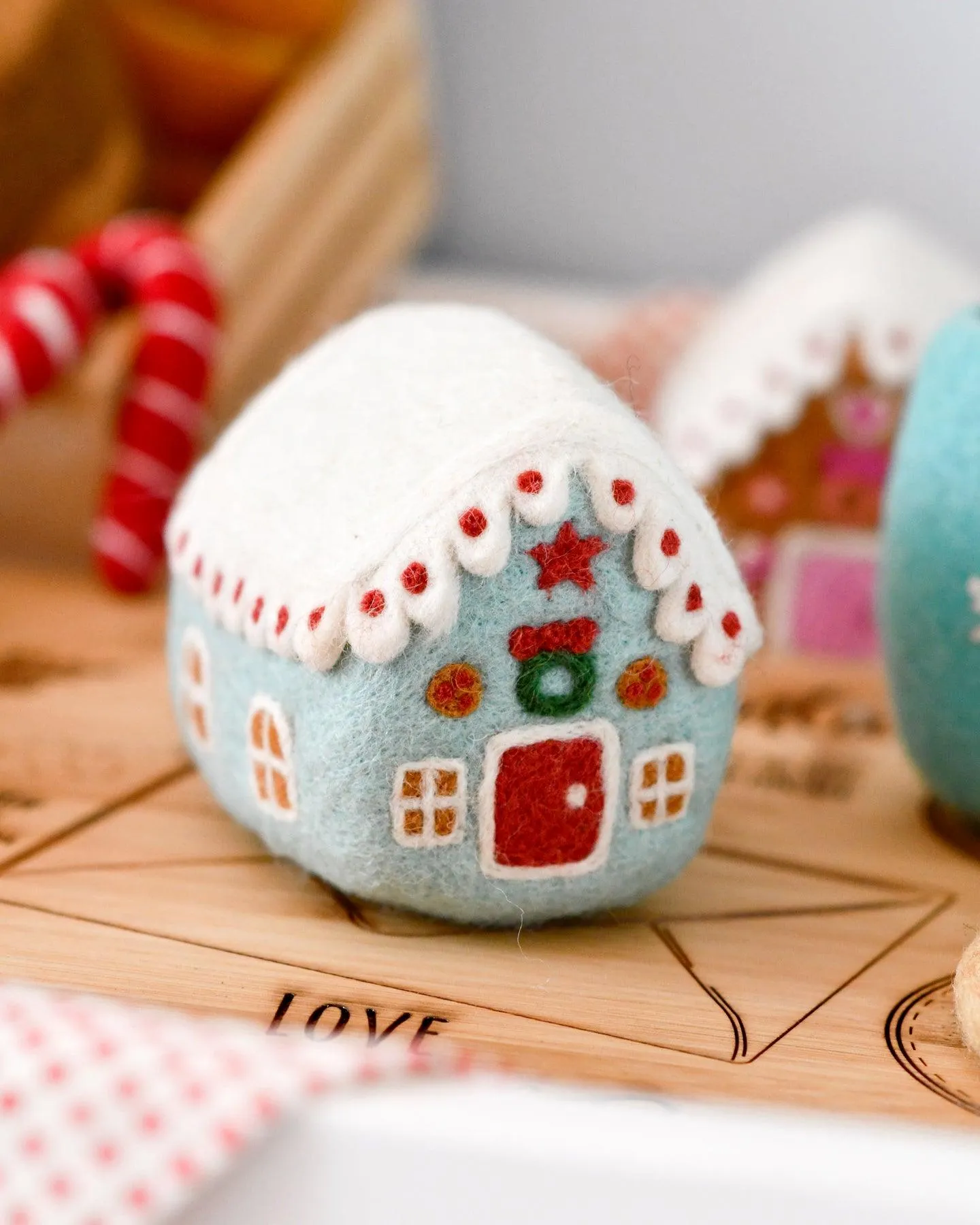 Felt Blue Gingerbread House