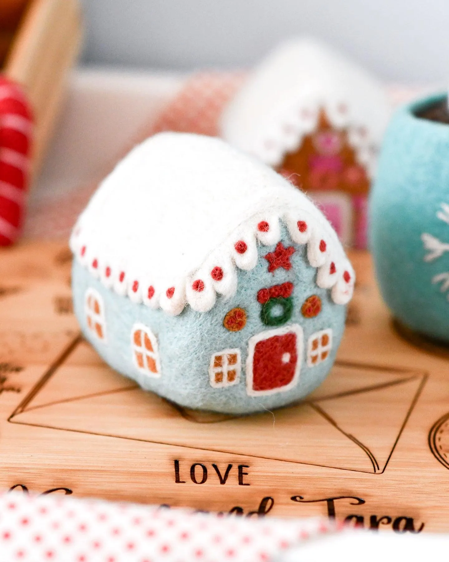 Felt Blue Gingerbread House